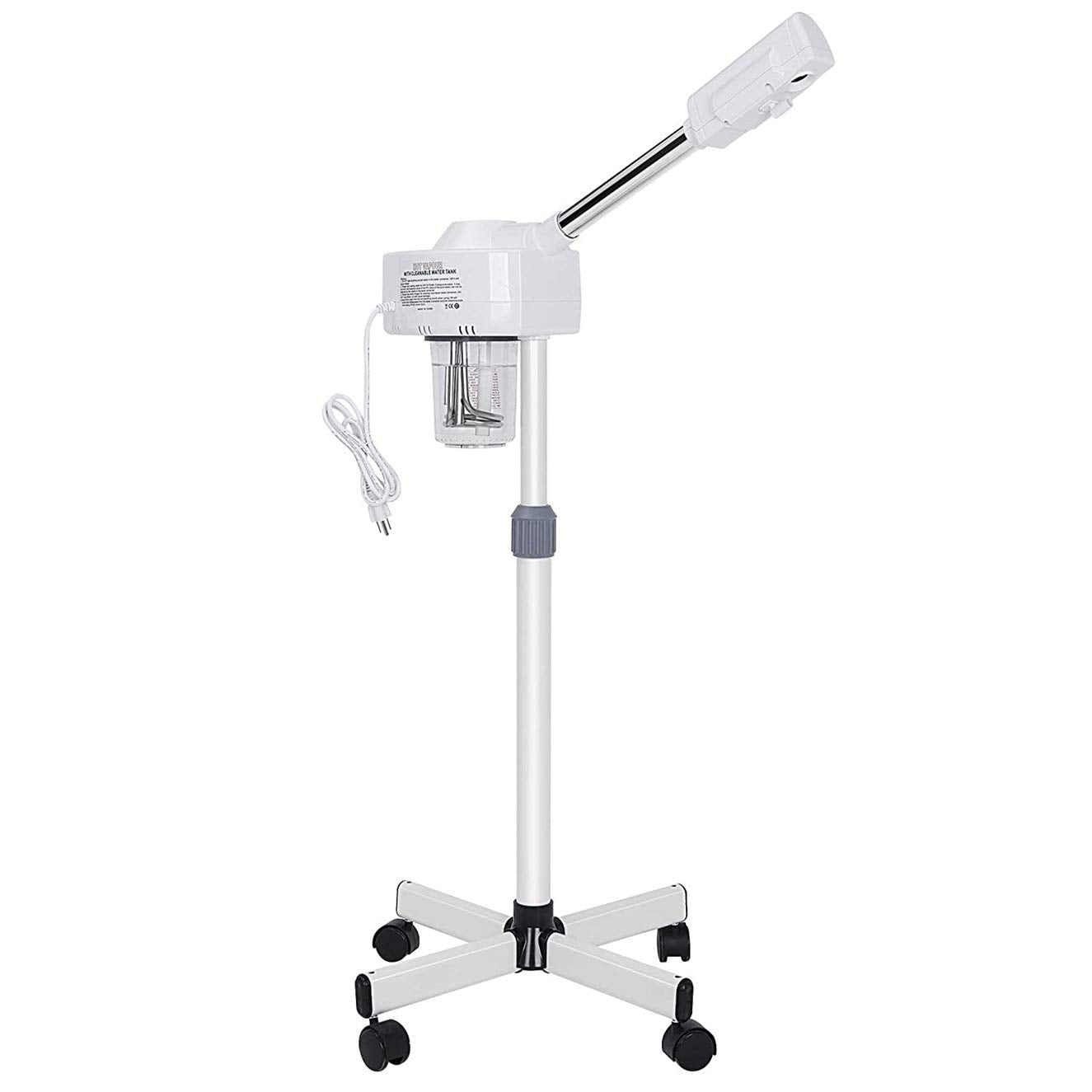 Ozone Professional Facial Steamer with with Ionic Warm Mist Serum Absorption Deep Clean Tighten Skin Care Aromatherapy Facial Steamer Adjustable Height and Rolling Wheels