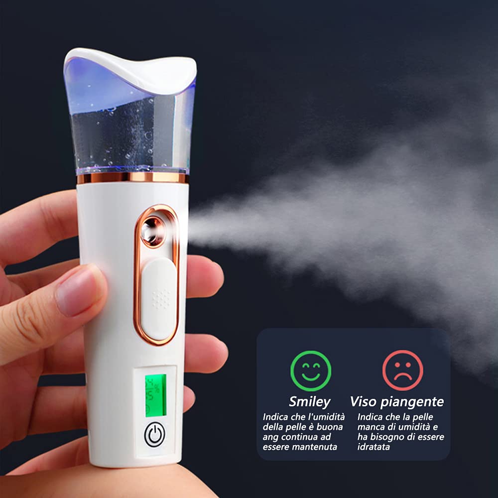 Handy Nano Mist Sprayer with Skin Analyzer Moisture Tester | Portable Facial Atomization, Eyelash Extensions Steamer, Large Capacity, Face Moisturizing & Hydration
