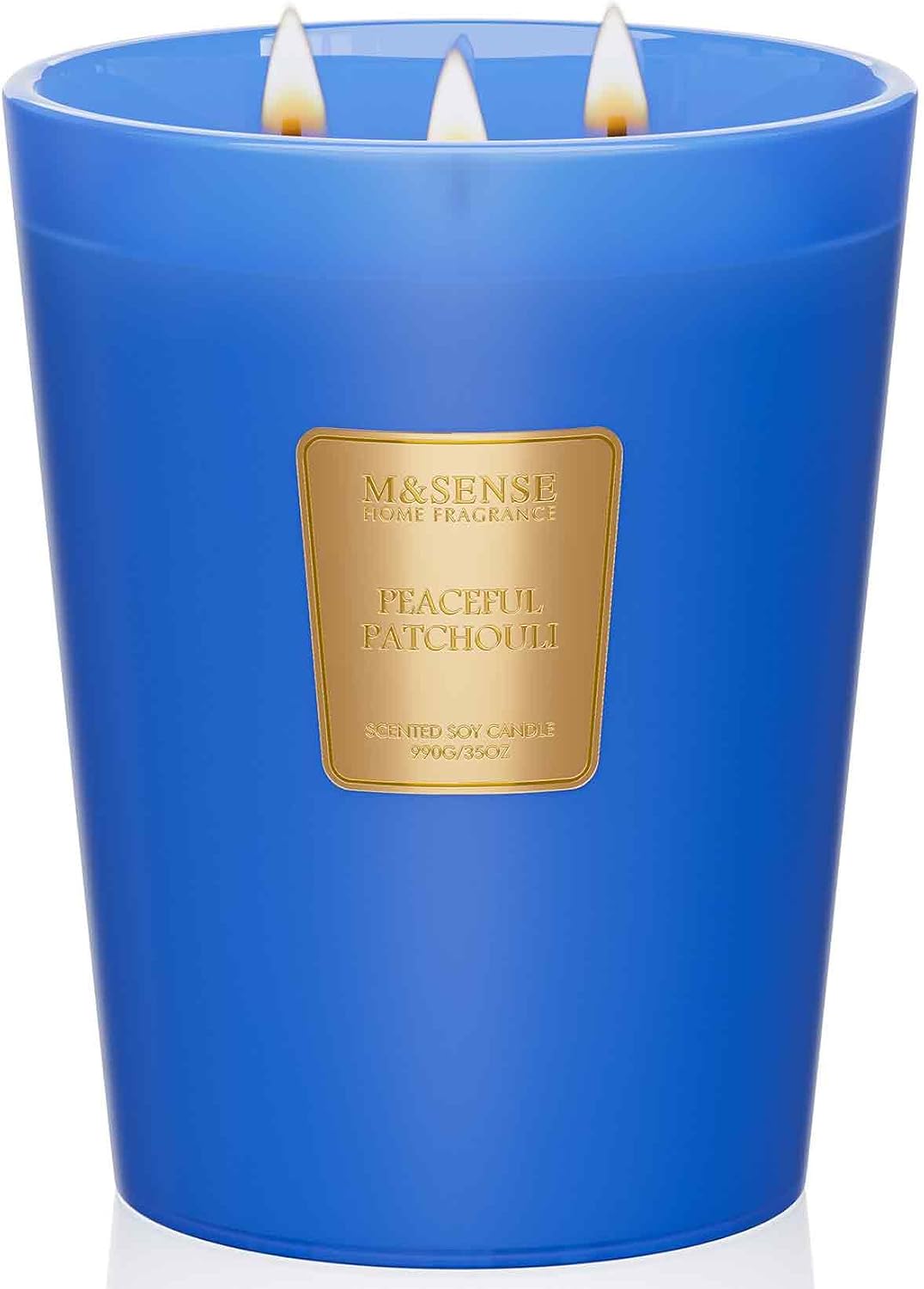 M&SENSE Peaceful Patchouli Scented Candle, 35oz 3 Wick 150H, Natural Soy Large Aromatherapy Candles for Meditation & Stress Relief, Yoga Housewarming Gift