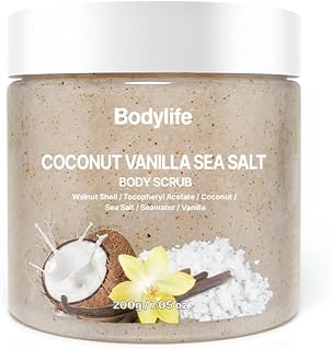 Coconut Vanilla Sea Salt Body Scrub Exfoliating Body Scrub for Body Moisturizing Body Polish Dead Skin Remover Hydrating Shower Bath Body Exfoliator Smooth Soft Skin 10.58 oz