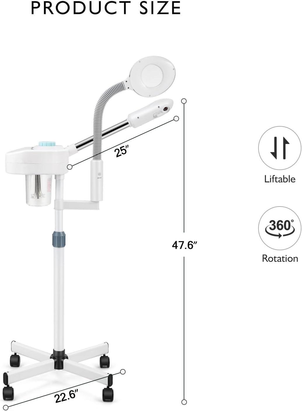 Artist hand Facial Steamer Professional 2 in 1 Hot Face Steamer with 5X LED Magnifying Lamp, Esthetician Face Steamer for Facial Deep Cleansing, Fast Heat Moisturizing for Beauty Salon Spa Home Use