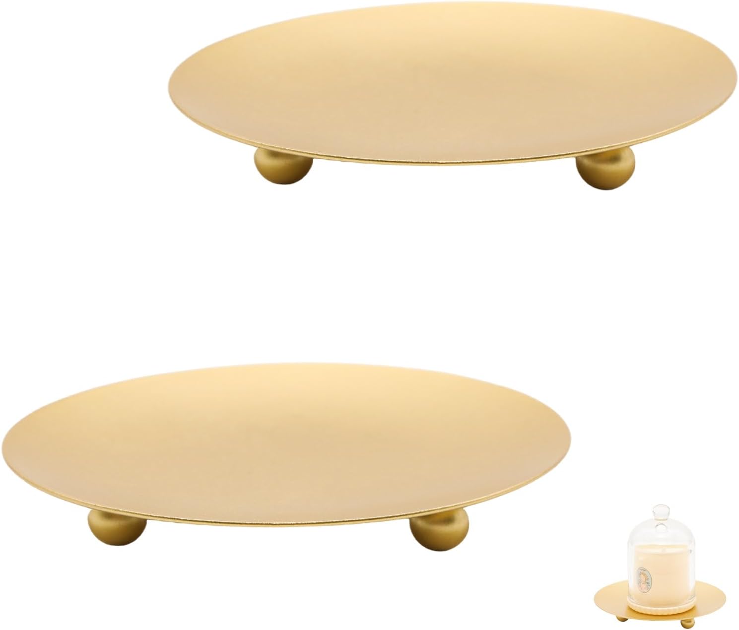 2Pcs Iron Plate Candle Holder Set - 3.54 Inch Decorative Pedestal Candle Stands for Home, Wedding, and Birthday Parties - Elegant Gold Candle Holders for Stylish Décor