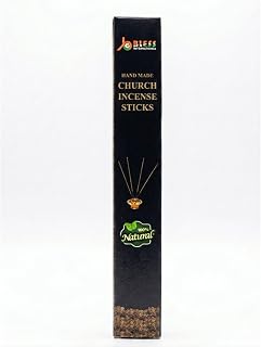 Church-Frankincense 100%-Natural-Handmade-Hand-Dipped-Incense-Sticks Organic-Chemicals-Charcoal-Free Purification-Relaxation-Positivity-Yoga-Meditation Best-Woods-Scent (15 Sticks (1.7 OZ))