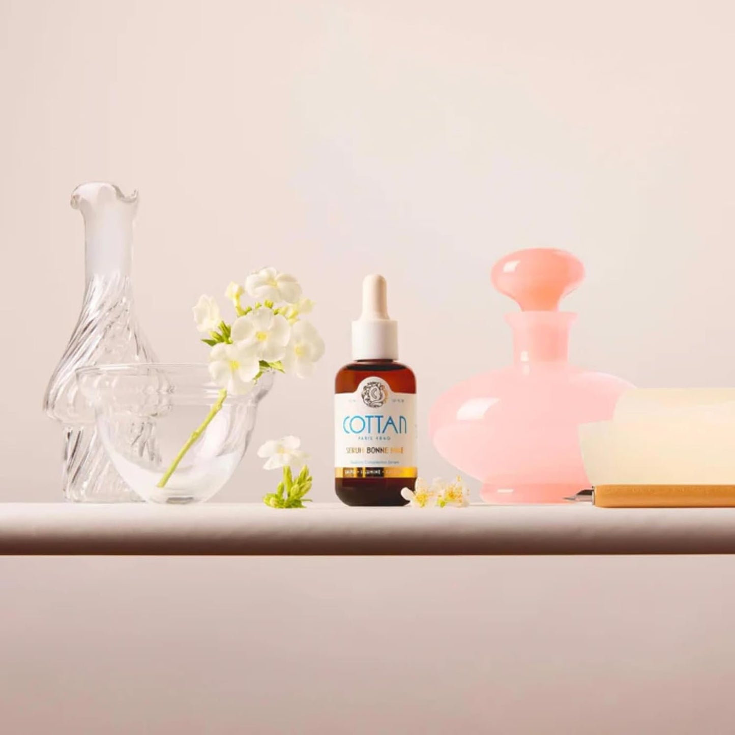 Cottan Paris Bonne Mine Refining Face Serum with Squalene, Apricot Sunflower Seed Oil Rice Bran & Rosemary Leaf Extract Nourishing & Firming Skin Facial Moisturizer for a Smooth, Youthful Look 30ml