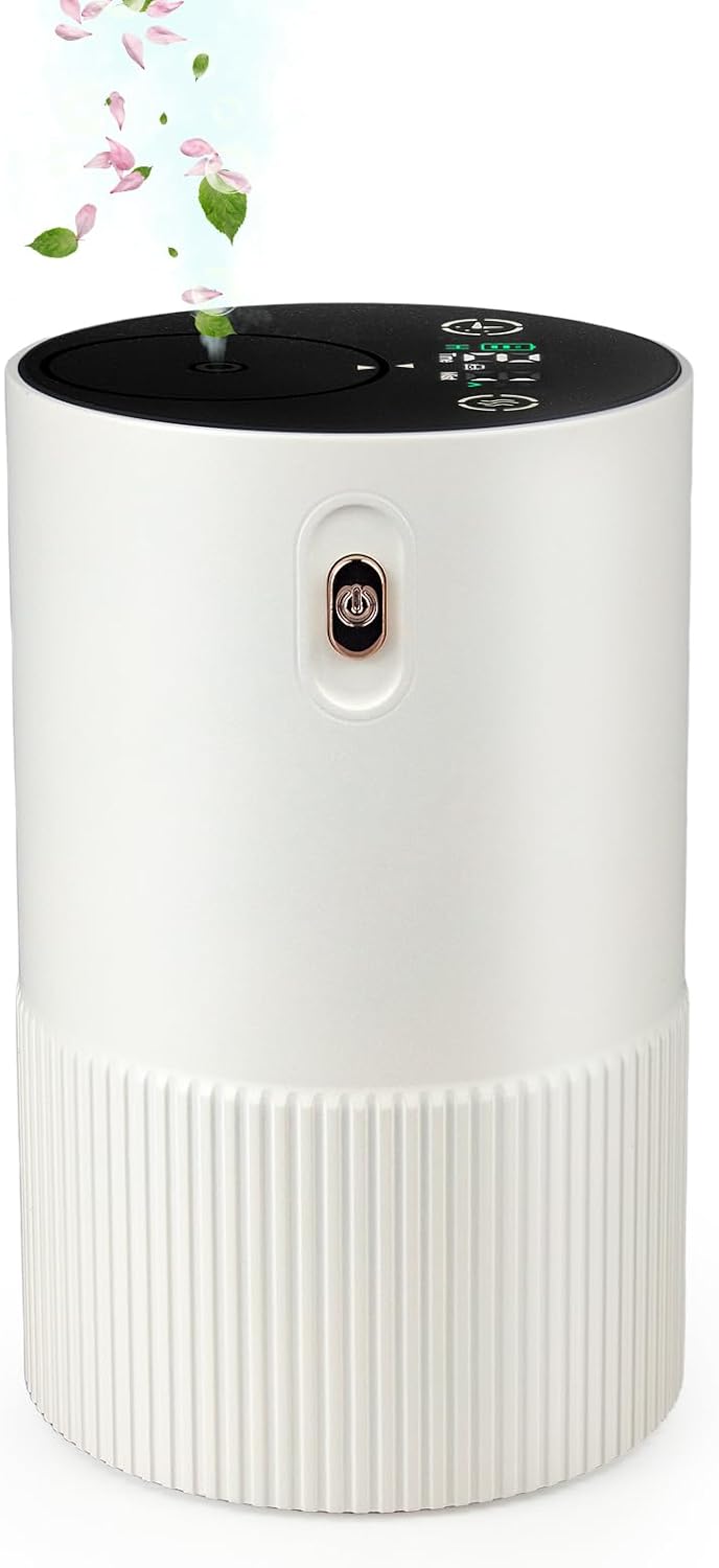 Waterless Diffuser for Essential Oil, Aluminum Alloy & Fabric, 0.33 Fl Oz/ 10mL, Cold Air Waterless Diffusers, Scent Diffuser with Timer & 4 Mist Levels for Home, Room, Car, Office - Whine