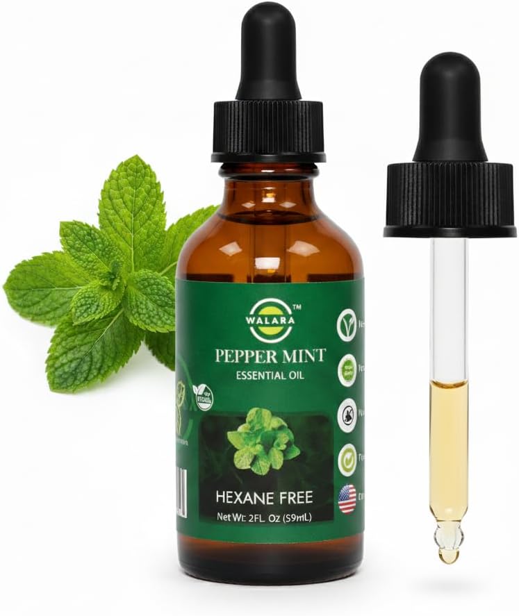 Peppermint Essential Oil - 2 oz | 100% Pure & Natural for Aromatherapy, Skin, Hair & Scalp Care