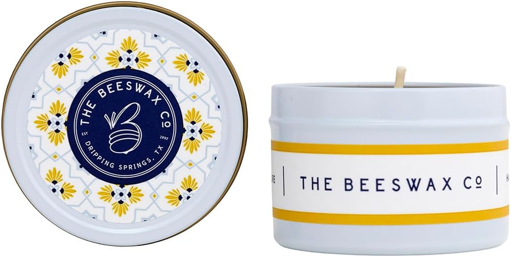 The Beeswax Co Southwest Travel Candle Tin - Natural Honey Scented - Long-Lasting & Eco-Friendly - Cotton Wick - Slow Burning - Hand Poured Pure Organic Bees Wax - 4oz Candles - 2.5 x 1.5