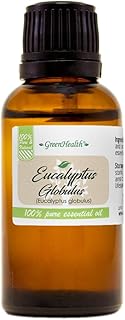 GreenHealth Eucalyptus Essential Oil – 1 fl oz (30 ml) Amber Glass Bottle w/Euro Dropper – 100% Pure Essential Oil