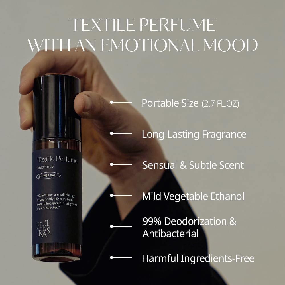 hetras Textile Perfume (Soosunhwa) – TSA-Approved Travel Fabric Spray with Wrinkle Release | 2.7 fl.oz Portable Clothing Odor Eliminator Mist | Spring Floral Narcissus & Powdery Musk Aroma for Linen