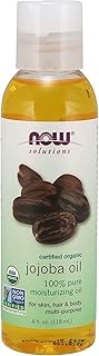 NOW Foods Solutions Certified Organic Jojoba Oil, 4 oz Liquid