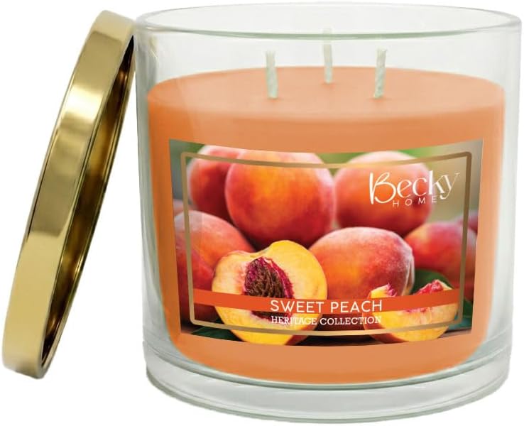 14.5oz Peach Scented Candles for Home, 60 Hrs Soy Wax Candle, Peach Candle for Stress Relief, Fall Candles, Candle Gifts for Men and Women