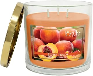 14.5oz Peach Scented Candles for Home, 60 Hrs Soy Wax Candle, Peach Candle for Stress Relief, Fall Candles, Candle Gifts for Men and Women
