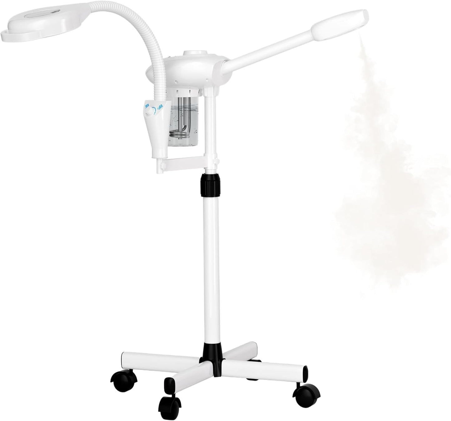 Professional Facial Steamer with Magnifying Lamp, Nano Ionic Face Steamer for Esthetician & Home Spa, Portable Facial Steamer for Deep Cleansing, Home Facial Skin Care Equipment, White
