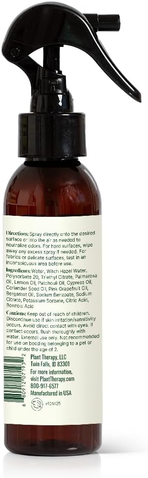 Plant Therapy Home Deodorizing Room Spray 4 oz Quick, On-The-Go Freshness, Safe & Gentle for Everyday Use, Free from Harsh Chemicals & Synthetic Fragrances