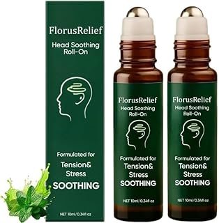 Florus Relief Roll on, Migraine Roll on with Magnesium Glycinate, Lavender, Peppermint, Chamomile for Headache Support, 2PCS.