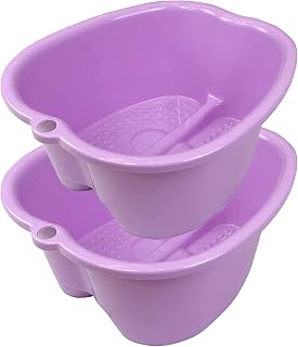 Extra-Large Foot Bath Soak Tub 2-Pack – Durable Massage Basins for Home Relaxation, Fits Large Feet, Non-Slip Base Purple/Purple