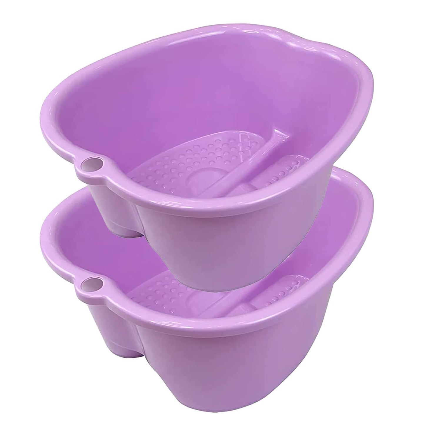 Extra-Large Foot Bath Soak Tub 2-Pack – Durable Massage Basins for Home Relaxation, Fits Large Feet, Non-Slip Base Purple/Purple