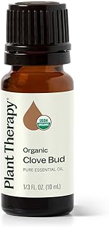 Plant Therapy Organic Clove Bud Essential Oil, 10 mL (1/3 oz), 100% Pure and Undiluted, USDA Certified Organic, Fresh and Spicy Scent, Great for Aromatherapy