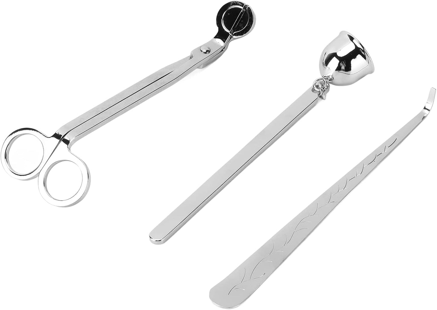 Candle Tool Set, Stainless Steel Wick Trimmer and Extinguisher Kit, Elegant Candle Care Accessories with Brocade Bag for Aromatherapy Candles, Gift for Candle Lovers
