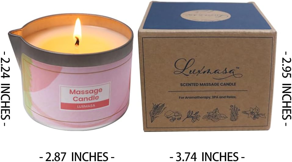 Soybean Wax Scented Massage Oil Candle for Home SPA Treatment- Natural Warm Body Lotion Candle for Stress Relief- Moisturizing Massage Wax Candle 6.35OZ (Pink Marshmallow Scent)