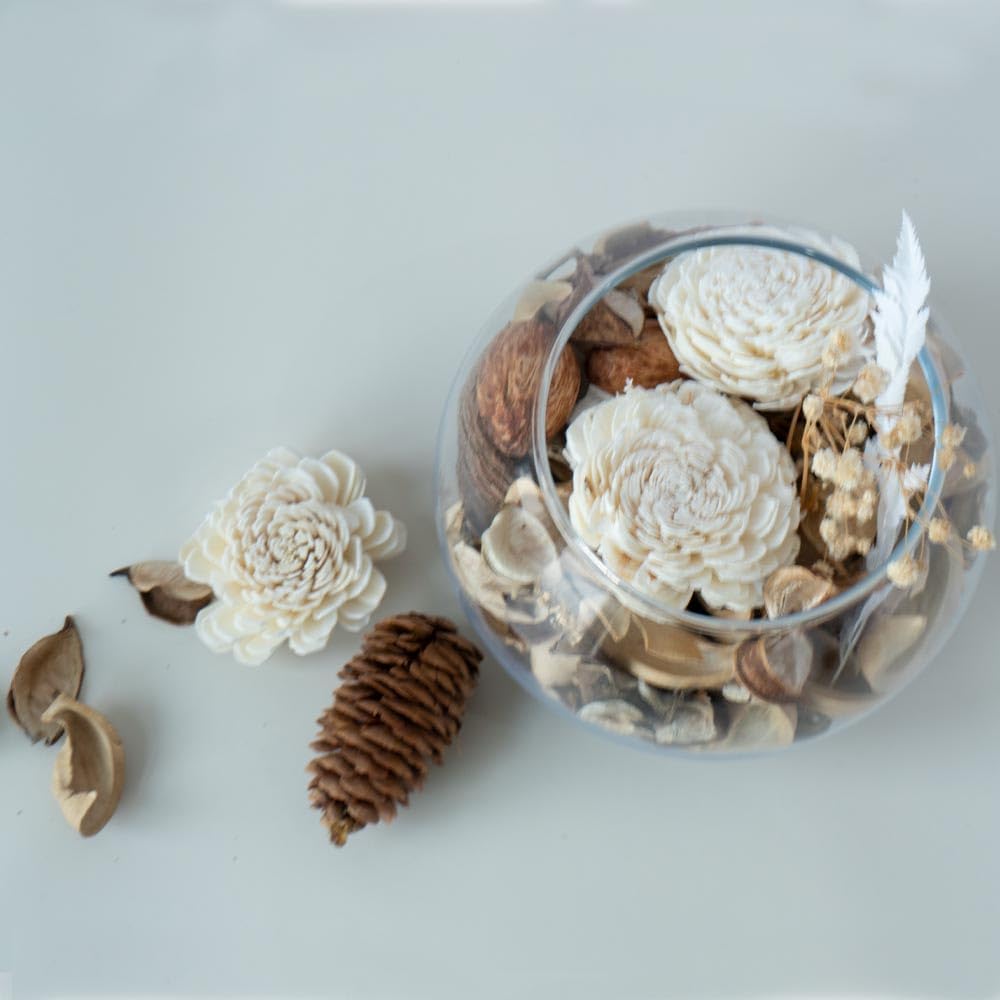 Qingbei Rina Spring Potpourri Bags, Mangnolia Scented Potpourri Bowl Filler,White Decorative Dried Flowers,Home Fragrance Sachet,Vase Fillers,Bathroom Decor(10oz)