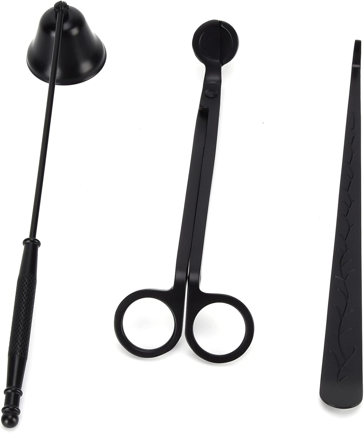 GLOGLOW Candle Accessory Set, Stainless Steel Wick Trimmer Cutter Snuffer Extinguisher Dipper, for Home Decoration Gift (Black)