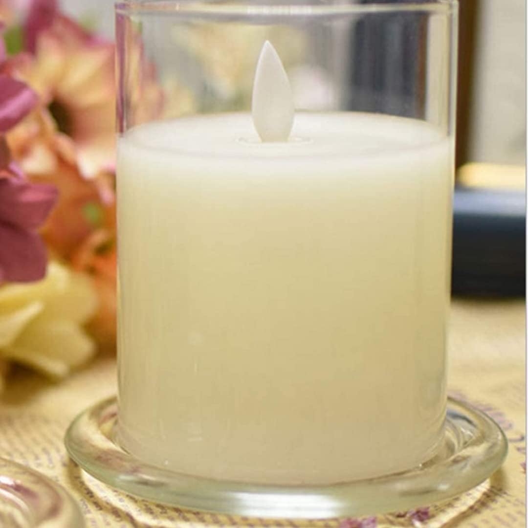 2 Pack Glass Candle Holder 4" Clear Beautiful Transparent Round Candle Plate…