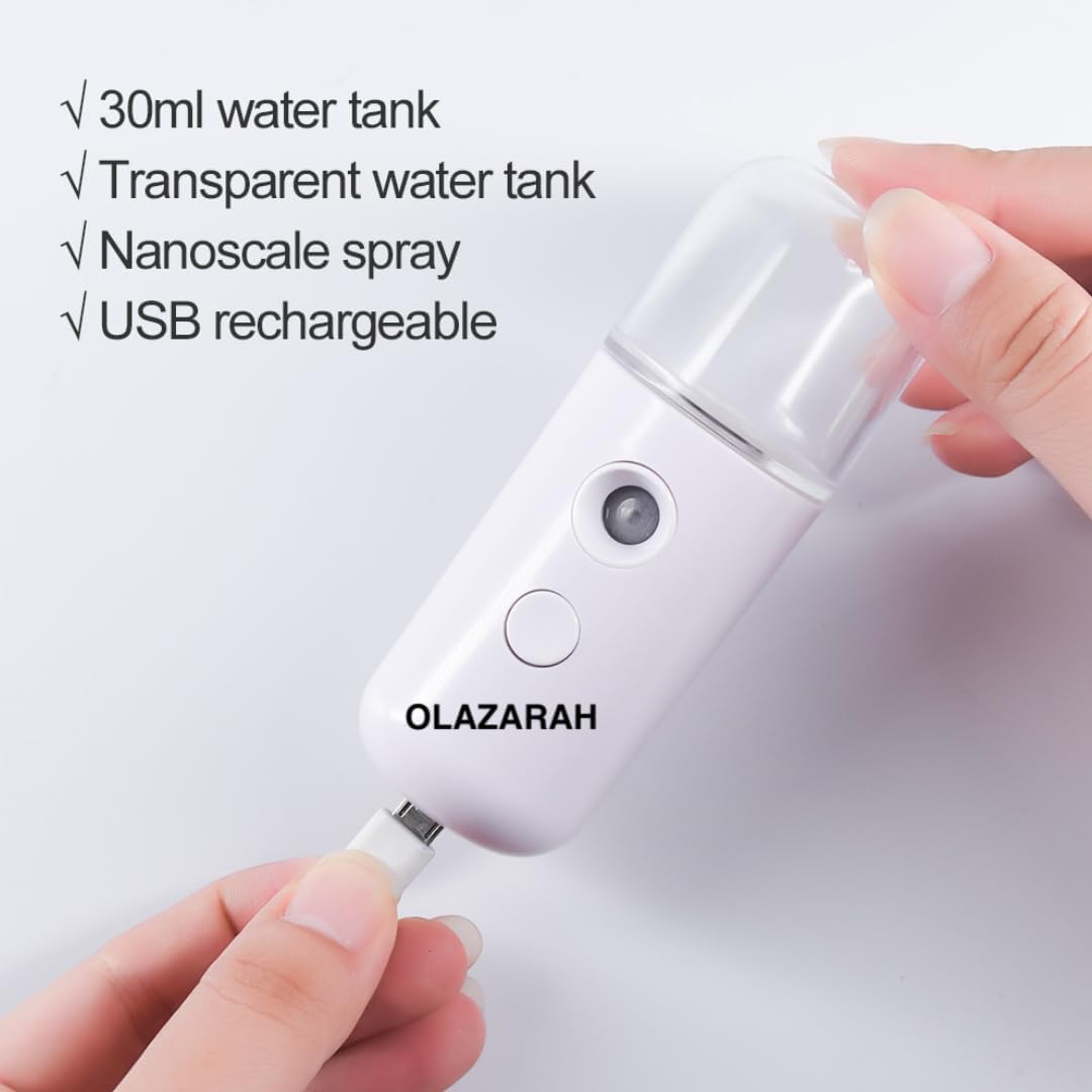Portable Nano Facial Steamer - USB Rechargeable Mini Face Mist/Steamer Sprayer for Makeup Hydration, 1 oz
