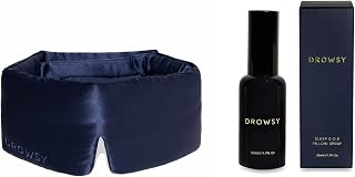DEEP Sleep Gift Bundle - Gift Sleep This Season. Luxury Silk Sleep mask - Drowsy Midnight Blue Sleep mask and Drowsy Deep Sleep SOS Pillow Spray