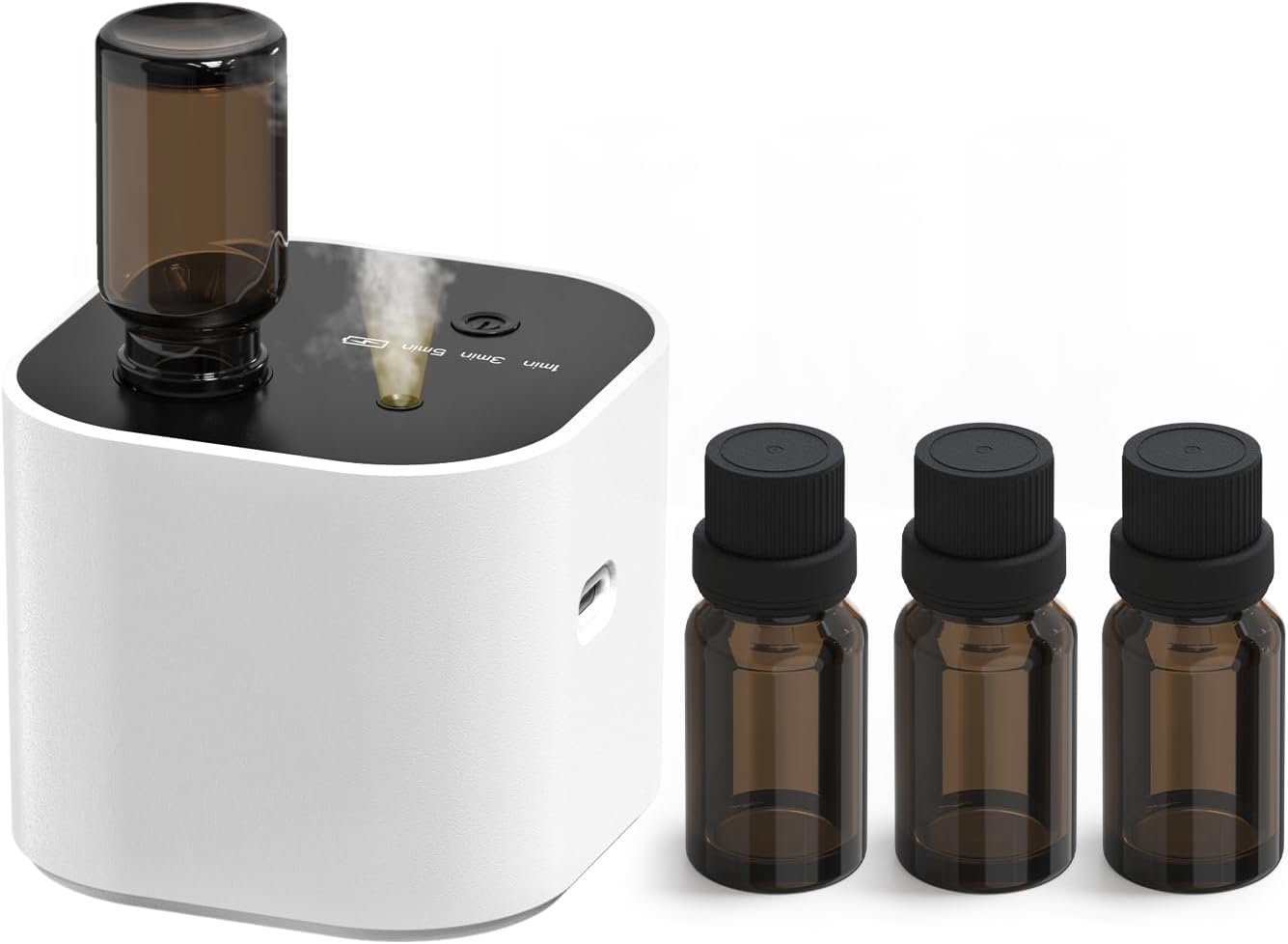 Waterless Essential Oil Diffuser Scent Diffuser with Battery Operated,Cycle Star,3 Mist Modes,Cordless Diffusers for 400 sq.ft Home Bedroom Office Desk,Includes 30ml Oil,White