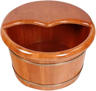 Katzowen Foot Spa Bath Smooth and Delicate Pedicure Barrels Foot Washing Wooden Barrel Wooden with Lid Bubble Basin Foot Spa Bath Massager (Color : A)