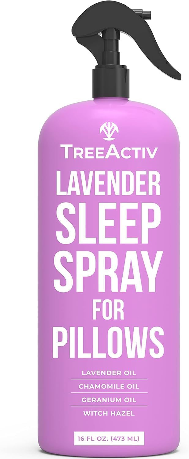 TreeActiv Sleep Spray Calming Lavender Chamomile, Soothing Witch Hazel & Lavender Pillow Spray Air Freshener for Room, Bed, Fabric, Pillows & Linen Mist for Sleeping & Relaxation, 4000+ Sprays, 16 Oz
