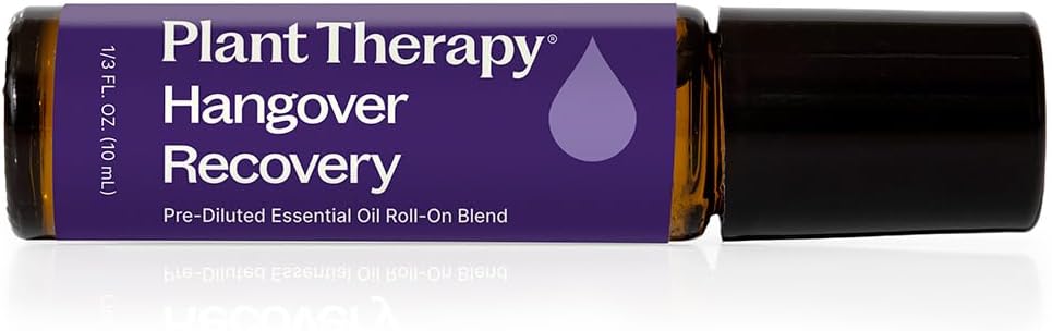 Plant Therapy Hangover Recovery Essential Oil Roll On Blend 100% Pure, Natural, Great for Overall Mood and Energy Boost, 10 mL (1/3 oz)