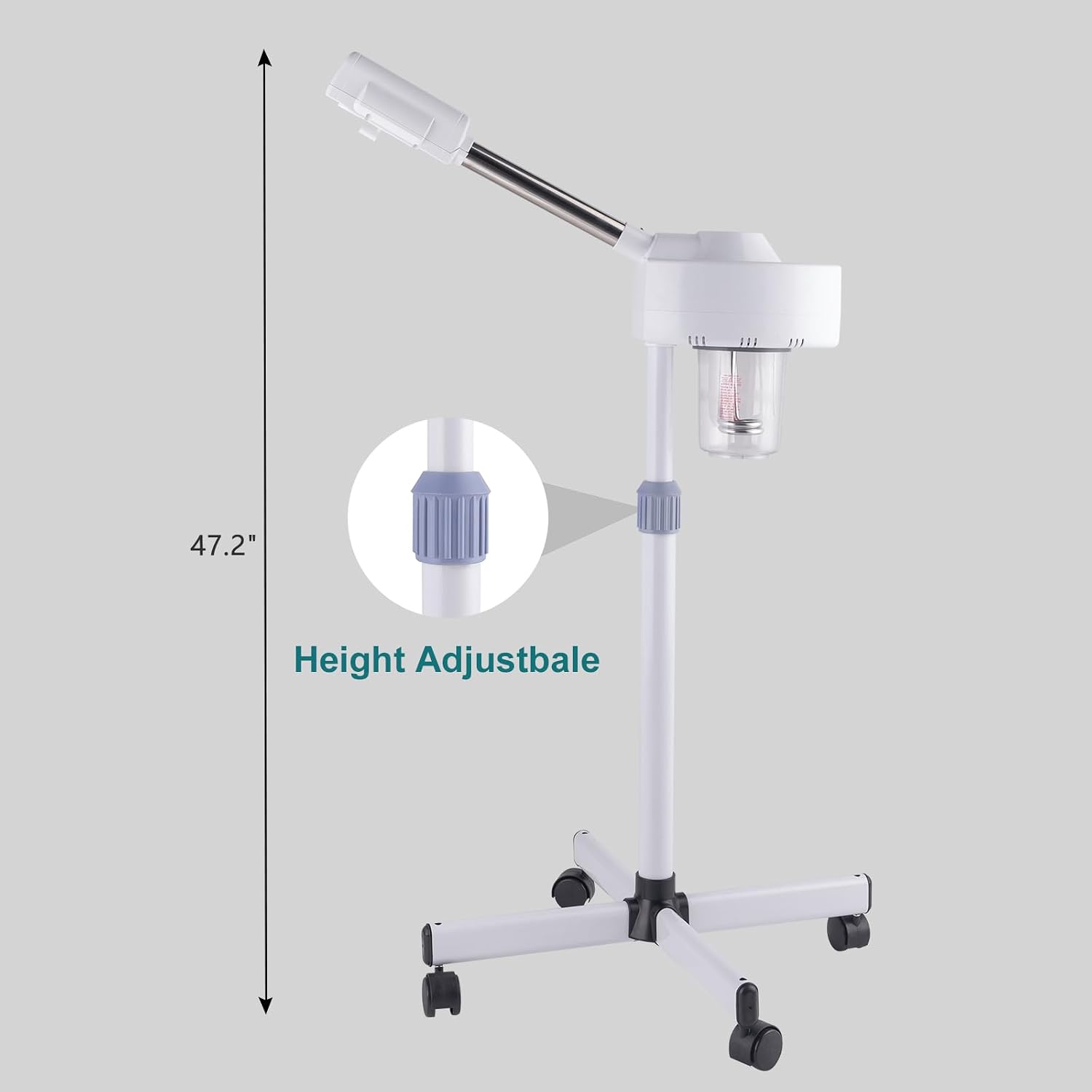 2 in 1 Professional Facial Steamer with 5X Magnification Lamp, Beautician Steamer Facial Spa, Hot Ionic Mist Face Steamer for Home Beauty Salon, Personal Skin Care Deep Cleaning, White