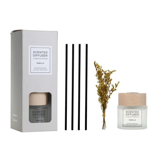 Vanilla Scented Reed Diffuser Set (200ml) with 4 Reed Sticks