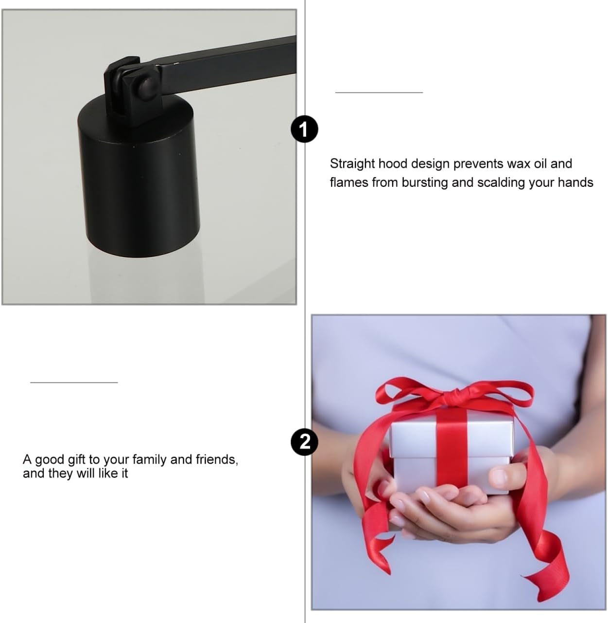 Candle Snuffer Extinguisher with Long Handle 6.69inch Stainless Steel Wick Flame Snuffer for Putting Out Wick Flame Safely, Black Candle Accessories
