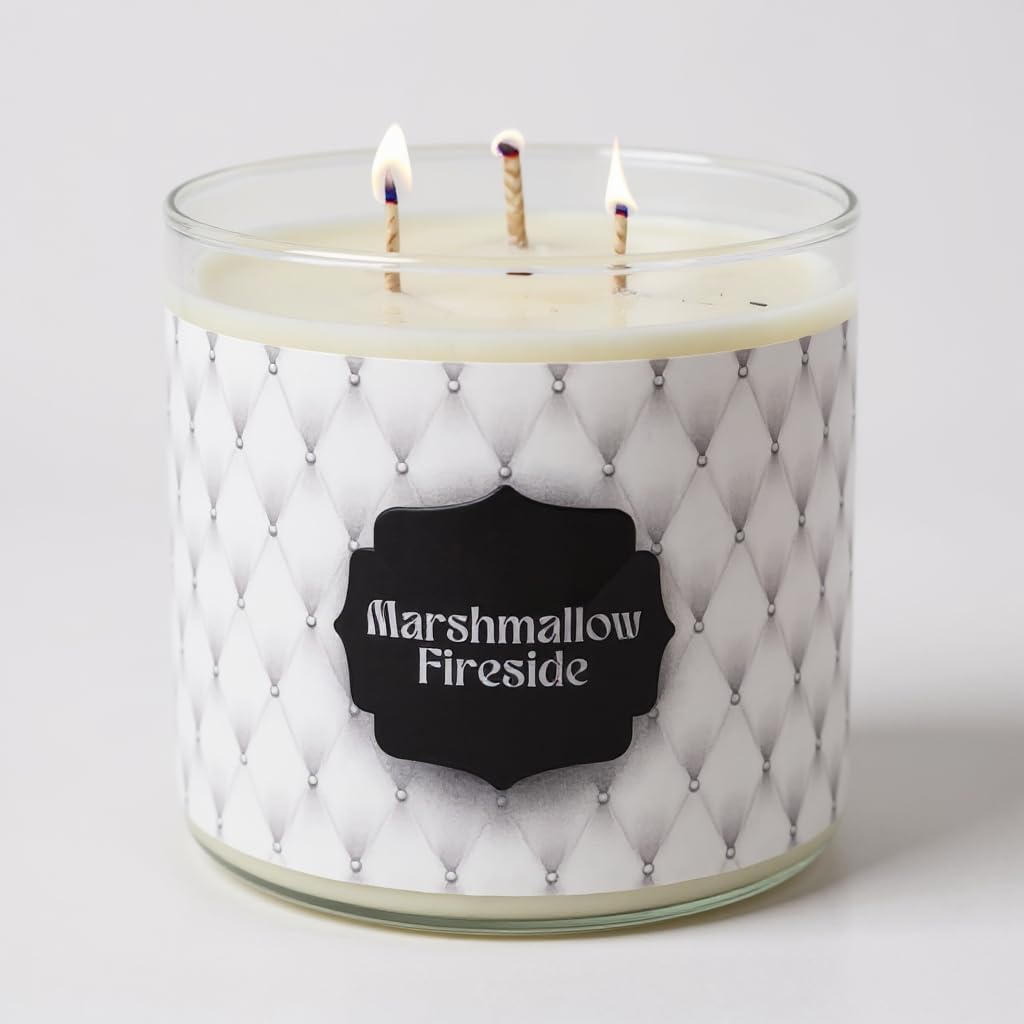 Marshmallow Fireside Candle ~ Highly Scented Large 3-Wick Candle ~ Soy and Coconut Wax Blend