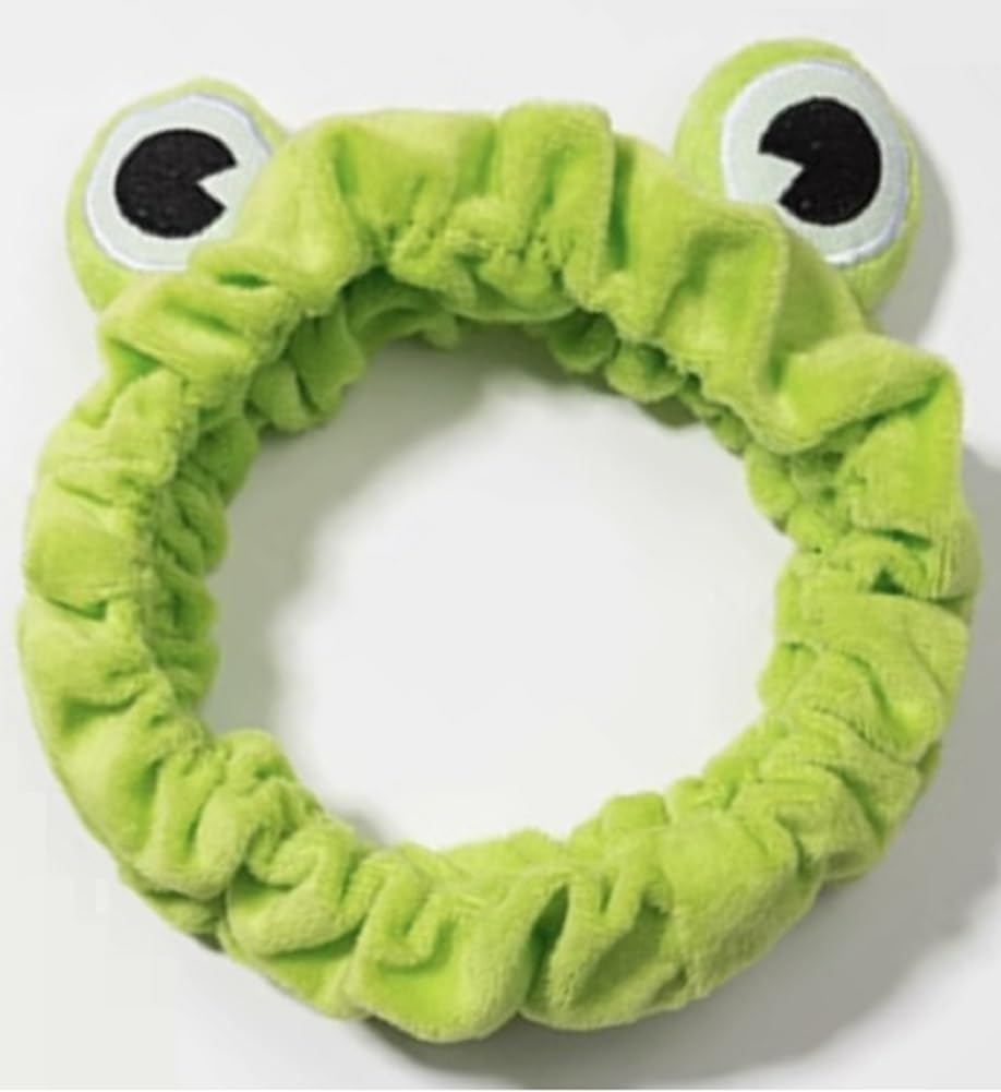 Huachi Makeup Headbands for Women for Washing Face Frog Headband Cute Spa Animal Facial Hair Band for Girls Soft Elastic Skincare Shower Head Wraps Green