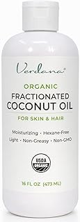 Verdana Organic Fractionated Coconut Oil for Skin & Hair – Lightweight, Fast Absorbing Carrier Oil for Essential Oils, Body & Scalp Care – USDA Organic, Unscented