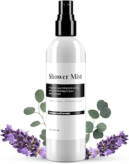 Eucalyptus and Lavender Daily Shower Spray – 4 fl oz | Naturally Made Essential Oil Shower Steamer for Sinus, Stress & Congestion Relief | Spa Mist, Aromatherapy, Room Scents - Enhances Mood (White)
