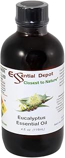 Essential Depot Eucalyptus Essential Oil - GC/MS Tested - Supplied in 4 oz. Amber Glass Bottle with Black Phenolic Cone Lined and Safety Sealed Cap