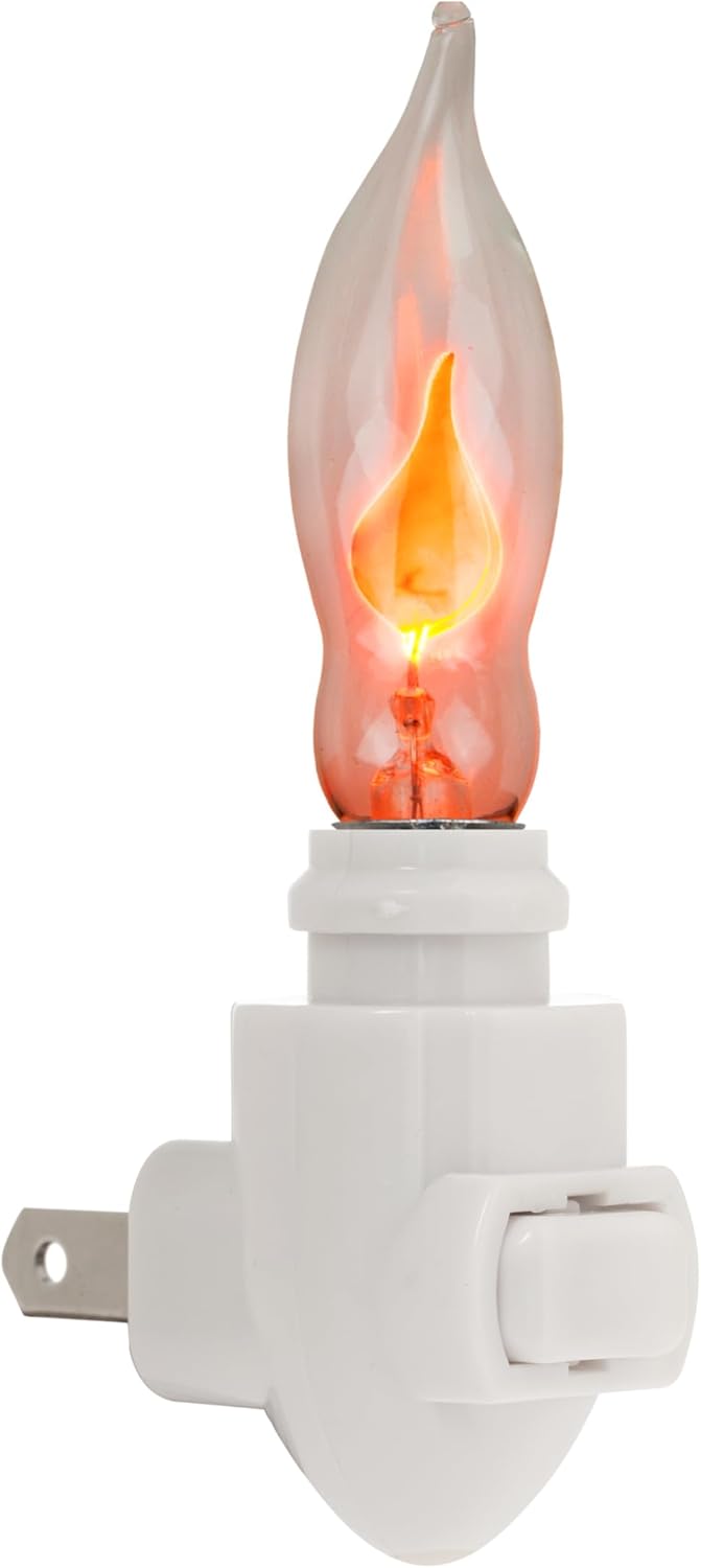 Creative Hobbies® A101 Flicker Flame Light Bulb - 3 Watt, 130 Volt, E12 Candelabra Base, Nickel Plated Base - Dances with a Flickering Orange Glow | 5 Pack