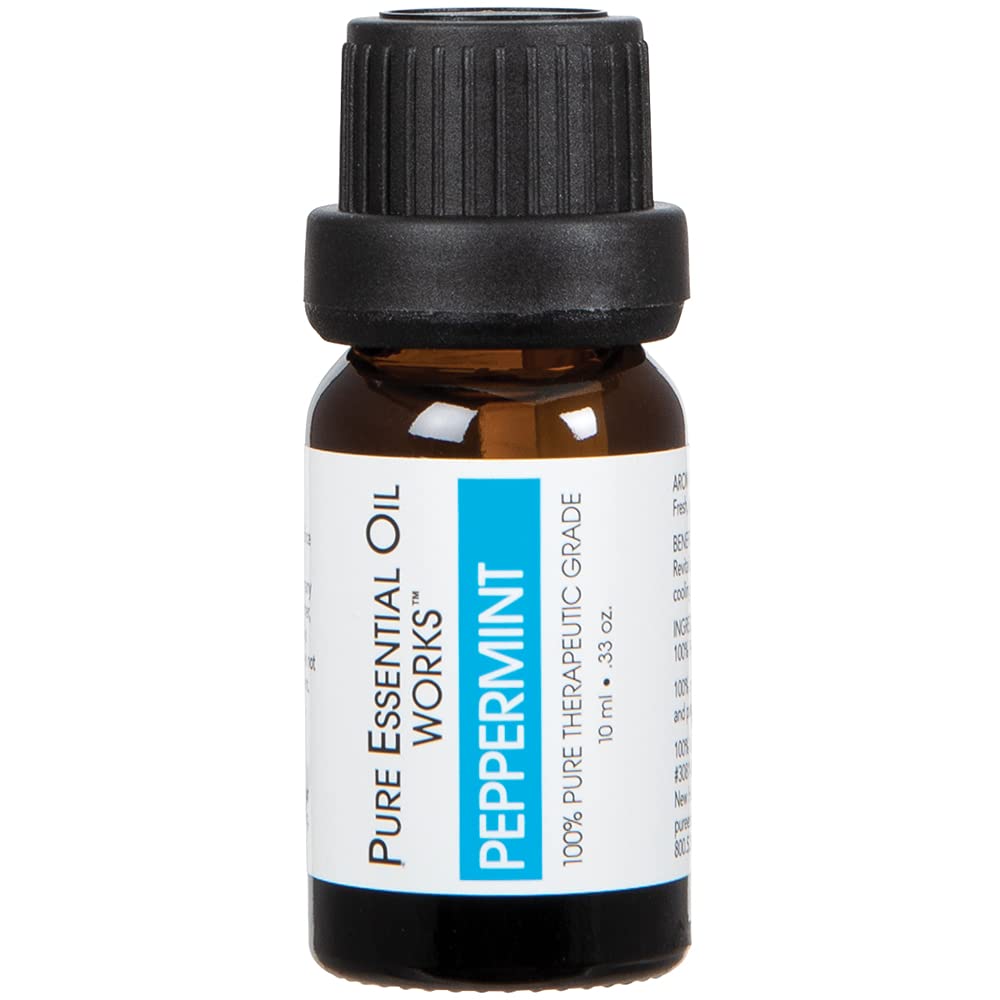 Pure Essential Oil Works Peppermint Oil, 100% Pure, Natural, Paraben-Free and Therapeutic Grade with Euro-Style Dropper, 10 ml/0.33 oz.