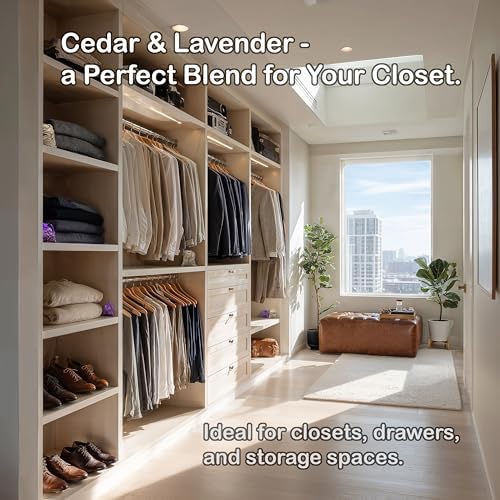 Lavender & Cedar Bundle – 20 Sachets (10 Lavender & 10 Cedar) and 40 Planks for Closet and Drawer Freshness.