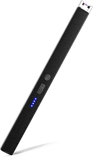 Electric Candle Lighter, Windproof, Safety Lock, USB Type-C, Rechargeable Lighter with Led Display, for Candle BBQ Camping Festivals (Black)