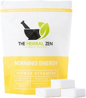 Morning Energy Shower Steamers Aromatherapy 10 Pack - Energizing Peppermint and Lemon Essential Oils for Morning Energy - USA Made Natural Shower Bombs Aromatherapy Gift - Dye-Free