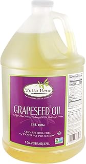 Tutto Bene Premium Quality Grapeseed Oil - 1 Gallon (128 ounces), for Cooking With 0% Trans Fat for Healthy Living - Cholesterol Free - High in Antioxidants and Vitamin E