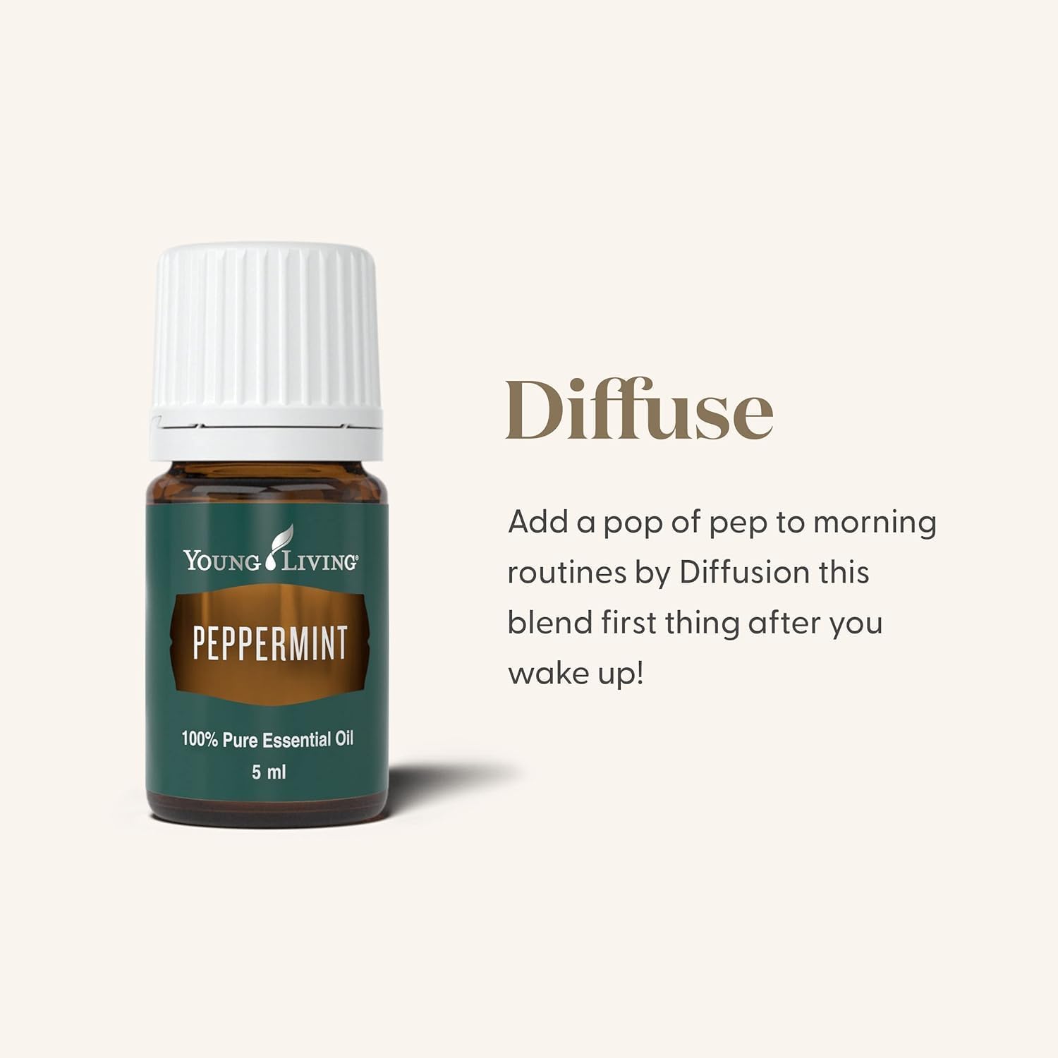 Young Living Peppermint Essential Oil | 5 ml | Refreshing Mint Aroma for Invigoration, Soothing Comfort, & Cognitive Clarity | Perfect for Diffusion, Topical Use, & Massage