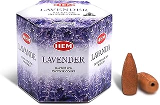 HEM Lavender Backflow Incense Cones – Pack of 40 Brown Cones | Long-Lasting Floral Aroma for Positivity, Relaxation & Sleep | Wood Powder Aromatherapy for Stress Relief & Air Purification