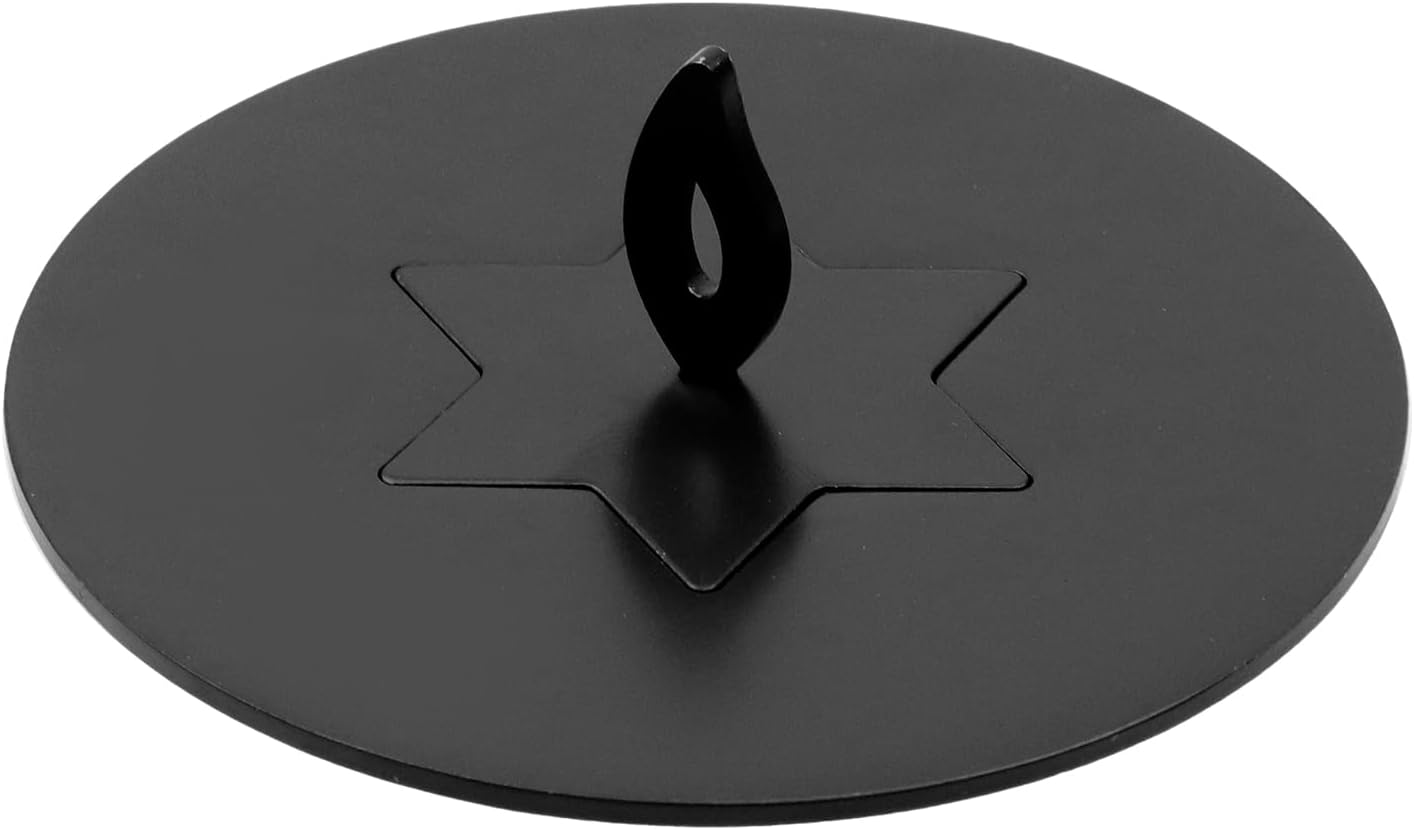 2pcs Black Candle Jar Topper Stainless Steel Star Candle Covers Prevent Touch 3.15" Round Scented Lid for Spa Meditation Yoga (Star)